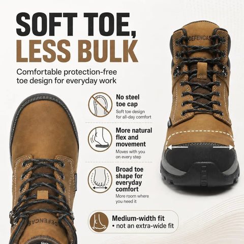 Men's Six Inch Waterproof Work Boots Featuring Soft Toe Comfort And Slip Resistant Tread Engineered For Long Haul Shifts And Muddy Trade Sites Built Tough For The Daily Hustle
