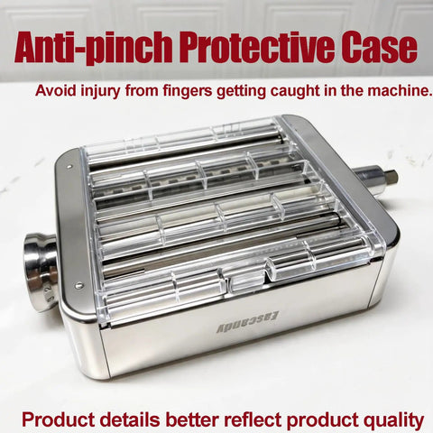 Anti-pinch protective case for Built Tough All Metal Pasta Attachment For KitchenAid Mixers, ensuring safety while cutting noodles.