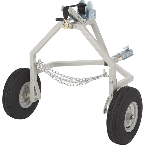 Heavy Duty Atv Log Skidding Arch Rated One Thousand Pounds Features Rugged Steel Build Smooth Pneumatic Wheels Quick Lock Hitch Coupler Hand Winch With Fifteen Foot Poly Strap Built To Yard Timber Like A Champ Without Breaking A Sweat