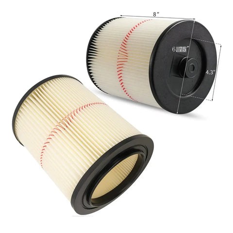 Two Pack Cartridge Filter For Wet Dry Vacuums Fits Five Gallon And Larger General Purpose Air Filter For 9 17816 And Similar Vacuum Cleaner Models Replacement For 5 Gallon And Larger Shop Vacuums showing pleated paper design