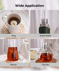Ultra Fine Mesh Tea Infuser Strainer For Loose Leaf Tea No Fuss 304 Stainless Steel with Slim Threaded Lid in mug, water bottle, pitcher, and teapot application