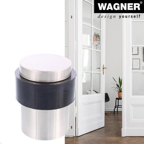 Big Ben Floor Door Stop With Soft Rubber Cap Satin Cast Aluminum Body Black Finish Diameter 35 By 40 Mm Screw In Mount