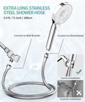 Chrome handheld shower head with flexible stainless steel hose and wall-mount bracket