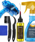 Bike Chain Cleaner Kit With Chain Lubricant And Biodegradable Degreaser, Chain Scrubber, Gear Brush, Cleaning Towel And Tool Set