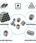Grub Screw Set Assortment Kit 12 Sizes Stainless Steel M3 To M8 Rust Resistant Set Screws with hex head and durable material