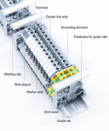 Rail Mounted Terminal Block Kit For Electrical Panels, Combined Rail Type Voltage Terminal Accessories In Gray, Easy Install, Durable Wiring System