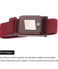 3 Pack Anti Static Wrist Strap Set, ESD Safe Grounding Bracelet with Adjustable Strap, Maroon Red shown with anti-static device