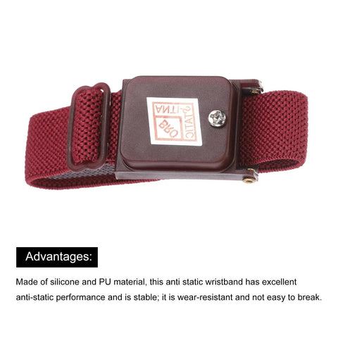 3 Pack Anti Static Wrist Strap Set, ESD Safe Grounding Bracelet with Adjustable Strap, Maroon Red shown with anti-static device