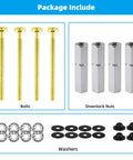 Rock Solid Universal Toilet Seat Bolt Kit includes four heavy duty brass fasteners, metal nuts, and rubber washers in a complete replacement kit.