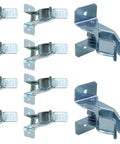 Ten Pack Wall Mount Organizing Spring Clamps For Tools, Rakes And Brooms With Handy Multi Tool Holder, silver finish shown