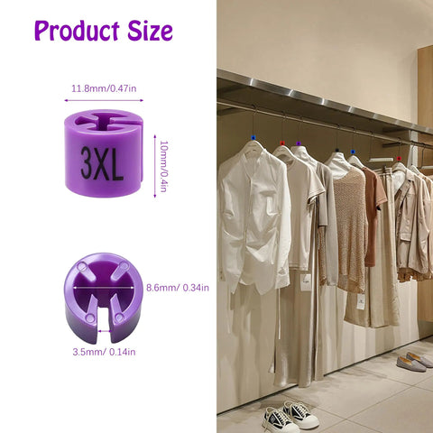 900 Piece Plastic Clothes Hanger Size Markers Set With Nine Bright Color Coded Clips From XXS To 4XL For Quick Visual ID