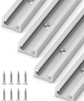 12 Inch T Track Kit Aluminum Double Track Set 4 Pack With Mounting Holes For Woodworking shown with included screws