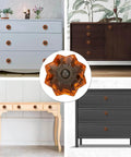 Amber Crystal Knob Set For Cabinets And Drawers By Perilla Home Handmade Vintage Glass Cabinet Hardware shown on dressers.