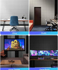 Self-Adhesive Soundproof Wall Panels 18 Pack Square Acoustic Foam Panels For Walls Home Office And Recording Studio Pro Grade High Density Noise Reduction 12 X 12 X 0.4 Inches Black in various settings including office, studio, home theater, and game room.