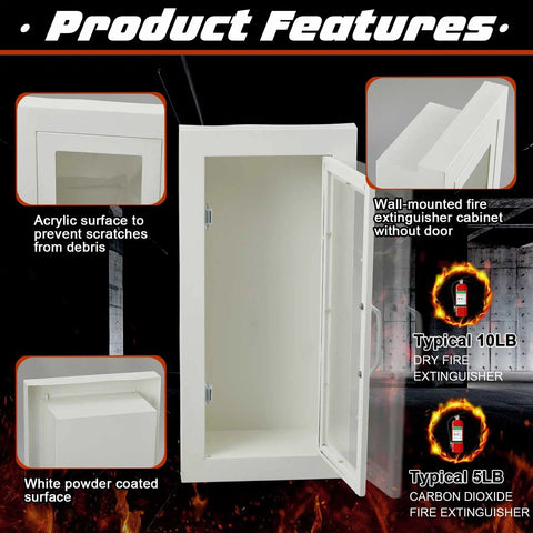 Semi Recessed Fire Extinguisher Cabinet Clear Acrylic Panel White Wall Mount Case Kickass Emergency Gear Straight Up Built Tough For Up To Two Gallon Units Needs 4 Inch Depth