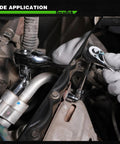 One Quarter Inch Drive Universal Joint Socket Set With Swivel Heads Six Point SAE Three Sixteenths To Nine Sixteenths Inch And Metric Five To Fifteen Millimeter CR-V Steel Flex Sockets For Easy Access In Tight Spaces used on engine bolts