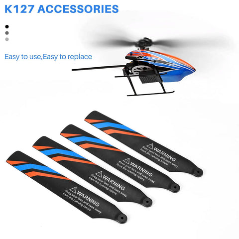 4 Pack Main Blade Propellers For XK K127 RC Helicopter Drone Replacement Spare Parts Upgrade Durable Plastic Build Easy Swap And Install For Smooth Flight And Strong Performance