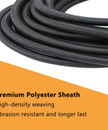Three Sixteenth Inch by Sixteen Foot Marine Grade Bungee Cord with polyester sheath detail, black