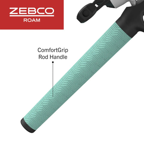 Close-up of comfort grip handle on Roam Spincast Reel And Telescopic Fishing Rod Combo With Extendable 18.5 Inch To 6 Foot Pole Seafoam.