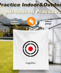 Golf Target Cloth 5x6ft Protective Net With Quick Setup in backyard, showcasing bullseye design for accuracy training.