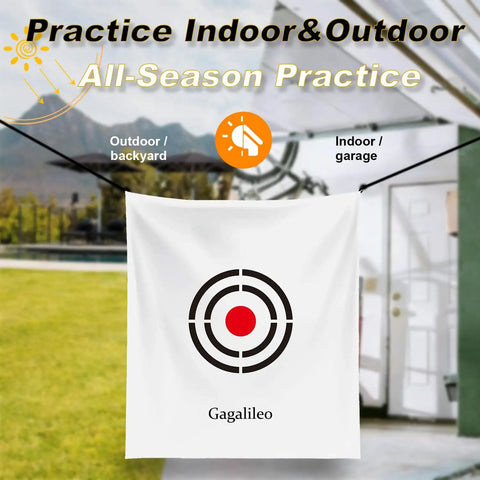 Golf Target Cloth 5x6ft Protective Net With Quick Setup in backyard, showcasing bullseye design for accuracy training.