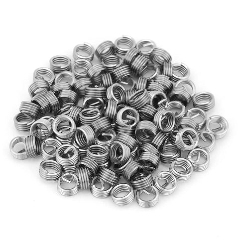 M6 1.0 1D Stainless Steel Threaded Inserts Kit 100 Pcs Helical Coil Wire Thread Repair for Low Strength Materials