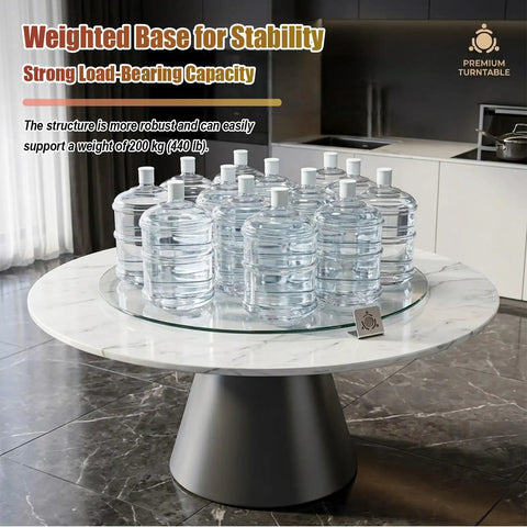 Tempered Glass Lazy Susan Turntable For Dining Tables 360 Degree Silent Rotating Tray Serving Plate Round Clear Table Organizer For Family Gatherings Banquets Weddings Party Ready For Big Gatherings And Special Occasions holds water jugs