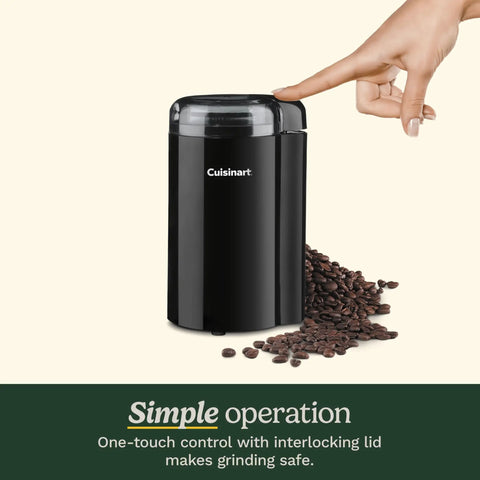 One Touch Control Coffee Grinder With Stainless Steel Blades And Bowl 2.5 Oz 70 G Capacity For Up To 12 Cups On Off Switch