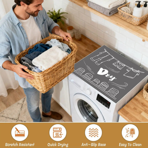 Heavy Duty Washer And Dryer Top Covers Non Slip Protector Mats For Laundry Room Thickened Dust Proof And Quick Dry 26.8 By 26.8 Inch