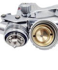 Professional Grade Automotive Spray Gun Bad Boy High Atomization Topcoat Applicator With 1 3 Mm Nozzle close-up of nozzle and cup.