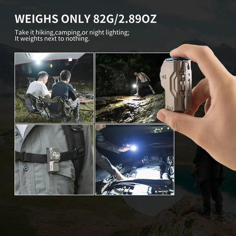 Rechargeable Mini EDC Flashlight With Magnet, Right Angle Design, pocket size, used for camping, hiking, and repair tasks