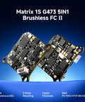 Matrix 5IN1 II flight controller for ultra light brushless whoop quadcopter with integrated components highlighted.