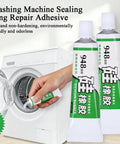 Person applying Gasket Repair Adhesive For Washing Machines And Portable Washers Quick Dry High Temp Resistant Glue onto washing machine gasket