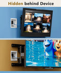 Recessed Outlet Box For Wall Mount TV Two Gang Electrical Box With Duplex And Decorator Style Covers, white recessed wall box behind TV