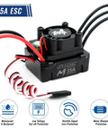 35A ESC for 2435 Brushless Motor With 35A Waterproof ESC Combo Sensorless For 1/14 1/16 1/18 RC Cars And Trucks, black housing.