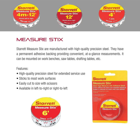 Adhesive Backed White Steel Tape Measure For Quick Surface Readings With English Graduation Left To Right Reading Six Foot