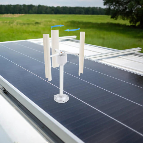 Vertical Axis Wind Turbine Kit 12V 40W with 3 phase permanent magnet motor and ABS blades on rooftop