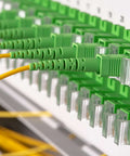 Close-up of FC APC Square Single Mode Fiber Optic Coupler and Simplex Cable Adapter Pack Of 4 in network distribution frame