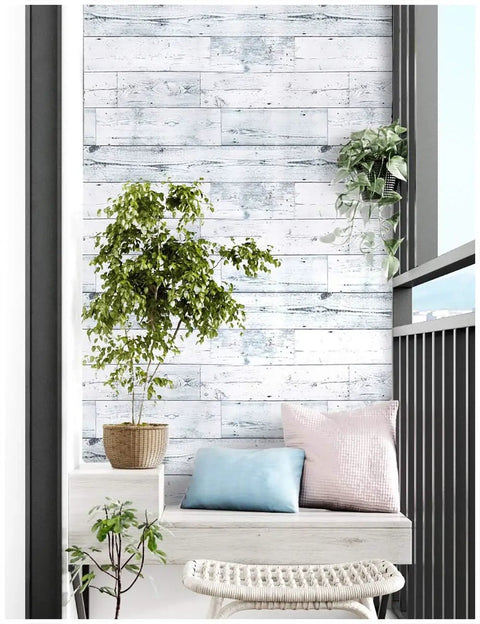 Peel And Stick Wood Shiplap Wallpaper In Light Grey White And Blue Distressed Planks Removable Shelf Liner Contact Paper Easy No