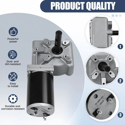 Heavy Duty 600W 60:1 Electric Tarp Motor For Dump Trucks Up To 28 Feet 12V DC With Chrome Housing Cover 60 RPM