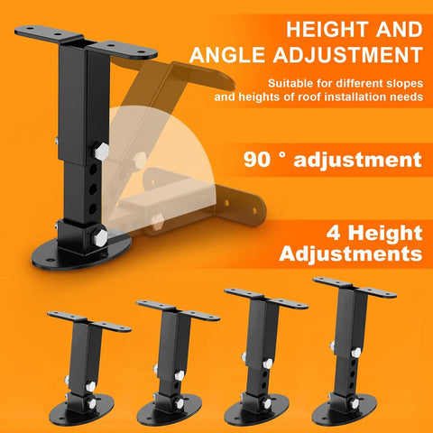 Premium 304 Stainless Steel Adjustable Pergola Roof Riser Brackets Kit For Outdoor Patios And Gazebos, 0-90 Degree Tilt, Height Adjustable, Weatherproof, Corrosion-Resistant, Heavy Duty Support Mounts