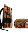 Unisex Western Galloping Horse Printed Backpack side view, large capacity, durable polyester with matching pouch, smooth zipper
