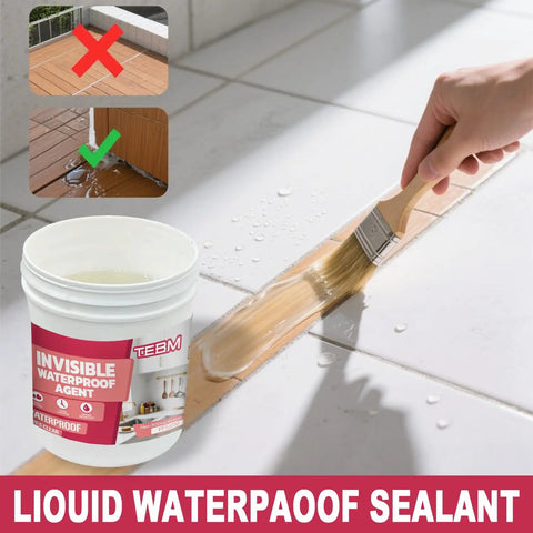 Heavy Duty Transparent Waterproof Sealant And Clear Invisible Liquid Coating for Roofs Walls, applied with a brush on tiles.