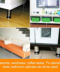 Heavy Duty Adjustable Cabinet Legs With Slick Brushed Stainless Steel Finish Badass Table Feet on various furniture settings.