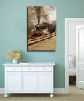 Classic Steam Locomotive Poster Canvas Wall Art For Living Room And Beyond, Modern Railroad Decor Print In 8x12 Inch, Wall Displayed
