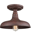 Vintage Retro Rustic Metal Barn Semi Flush Mount Ceiling Light with rust finish and industrial barn style for a classic farmhouse glow.