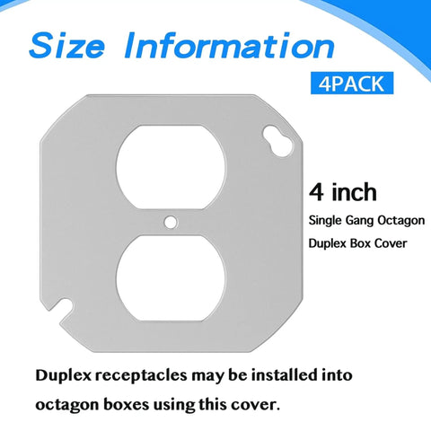 Four Pack 4 Inch Round Electrical Box Covers For Octagon And Round Junction Boxes, Steel Wall Plate Replacement For Single Duplex Outlet