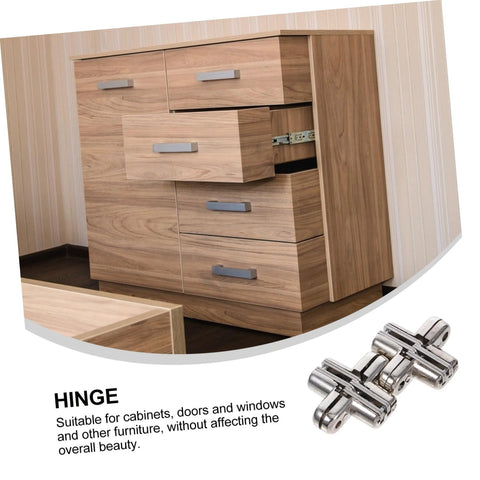 Hidden cabinet hinges, zinc alloy, 2 pcs, thick design for heavy-load furniture, front view