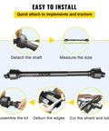 Heavy Duty PTO Shaft For Tractors Featuring 1-3/8 Inch 6 Spline Round Implement End and Rock Solid Carburized Steel Universal Joint installation guide.