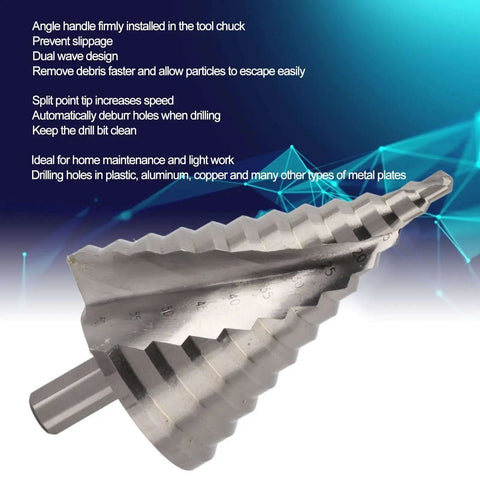 Upgrade Your Hardware Game With This Rad Step Drill Bit Set Ranging From Six To Sixty Millimeters Perfect For Chopping Clean Holes In Metal Plastic Aluminum And Steel Featuring Dual Wave Debris Removal For Zero Clogging And Heavy Duty Engraved Sizing So, step drill bit with engraved sizes for metal and plastic